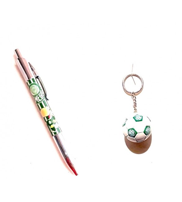 Kit 01 Caneta esferografica + chaveiro bola do Palmeiras